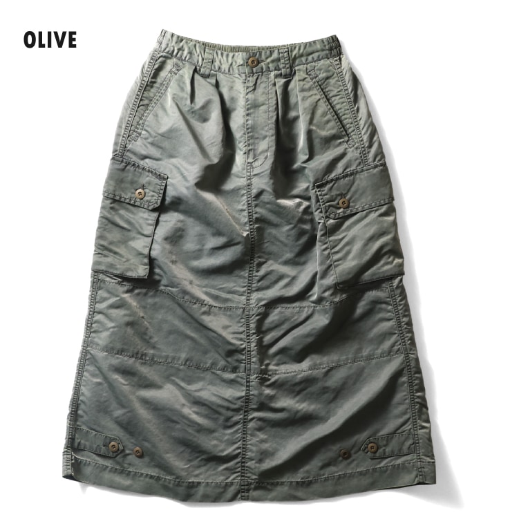 HOUSTON woman / ヒューストン ウーマン 1039W PIGMENT NYLON M-47 TUCK SKIRT / ピグメントナイロンM-47タックスカート -全3色-