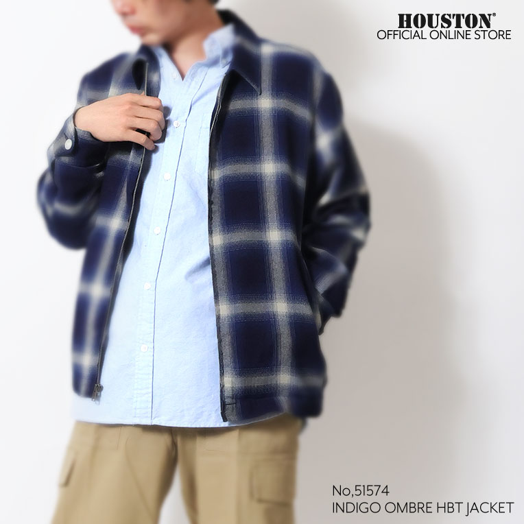HOUSTON  / ヒューストン 51574 INDIGO OMBRE HBT JACKET / インディゴオンブレーチェックヘリンボーンツイルジャケット -全2色- 