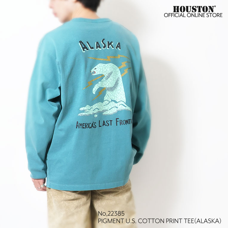 HOUSTON  / ヒューストン 22385 PIGMENT U.S. COTTON PRINT TEE(ALASKA) / ピグメントプリント半袖Tシャツ -全4色- 