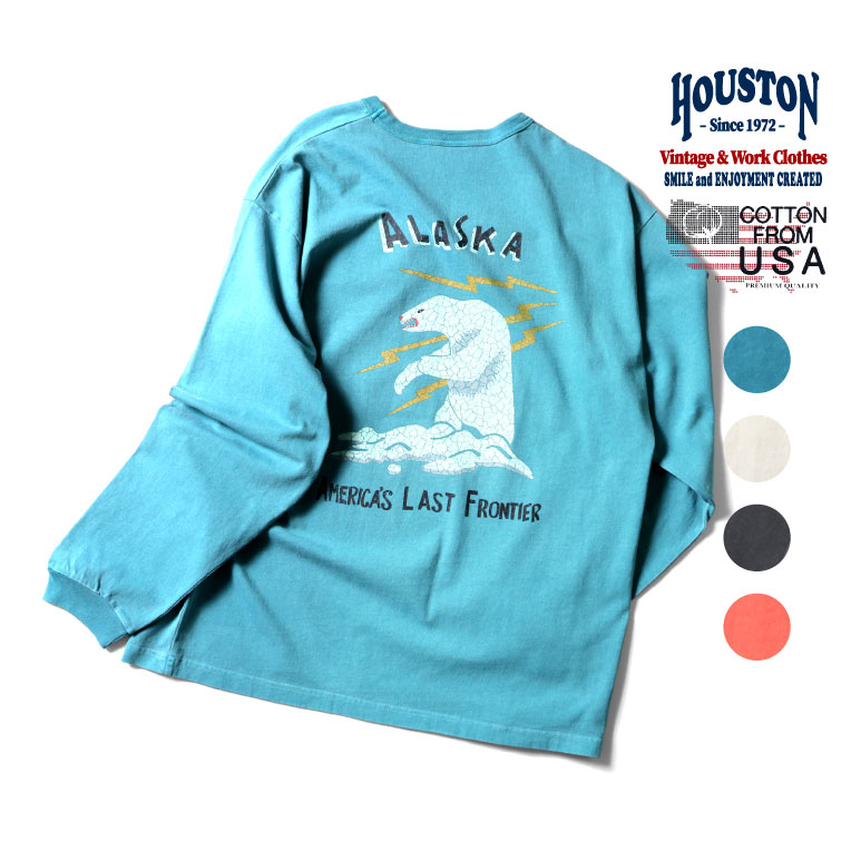 HOUSTON / ヒューストン 22385 PIGMENT U.S. COTTON PRINT TEE(ALASKA) / ピグメントプリント半袖Tシャツ -全4色-