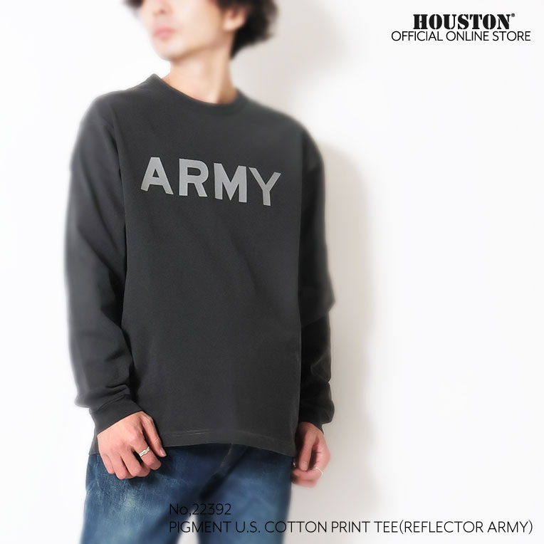 HOUSTON  / ヒューストン 22392 PIGMENT U.S. COTTON PRINT TEE(REFLECTOR ARMY) / ピグメントプリント半袖Tシャツ -全4色- 