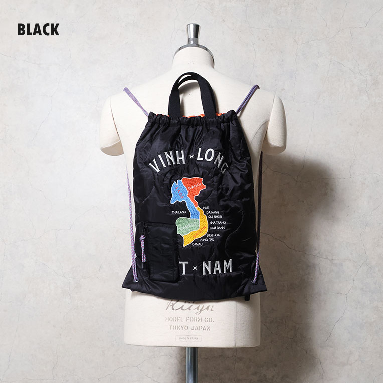 HOUSTON / ヒューストン 6907 MILITARY QUILT 2WAY BAG(MAP) / 刺繍キルティング2WAYバッグ(マップ) -全3色-