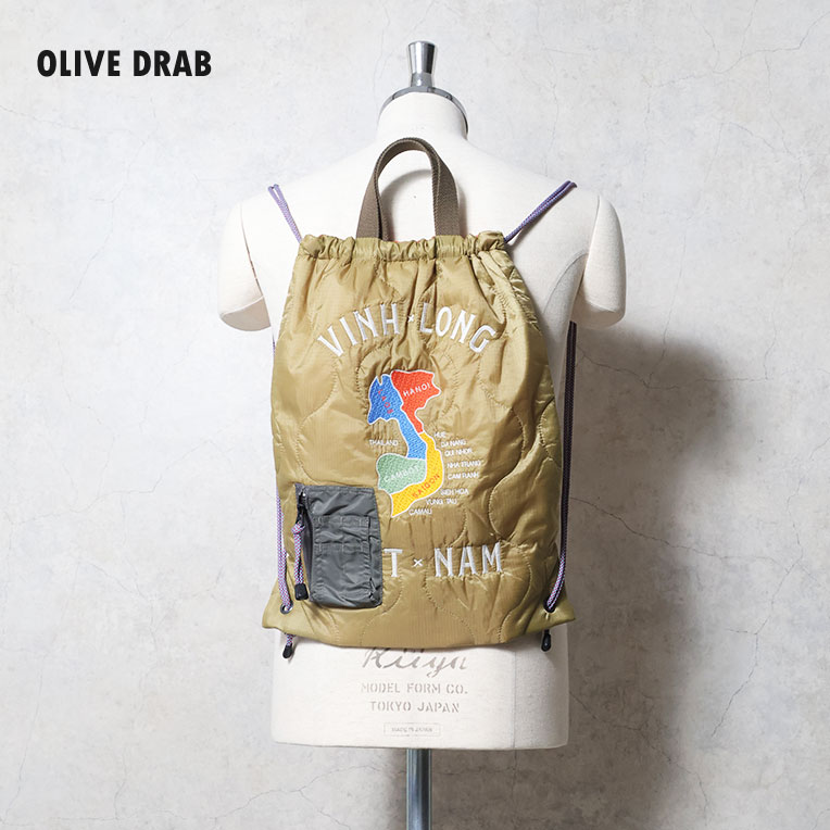 HOUSTON / ヒューストン 6907 MILITARY QUILT 2WAY BAG(MAP) / 刺繍キルティング2WAYバッグ(マップ) -全3色-