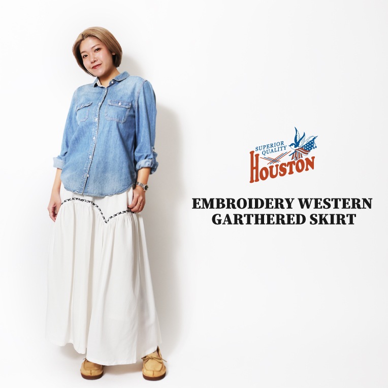 HOUSTON woman / ヒューストン ウーマン 1041W EMBROIDERY WESTERN GATHERED SKIRT / 刺繍ウェスタンギャザースカート -全3色- 