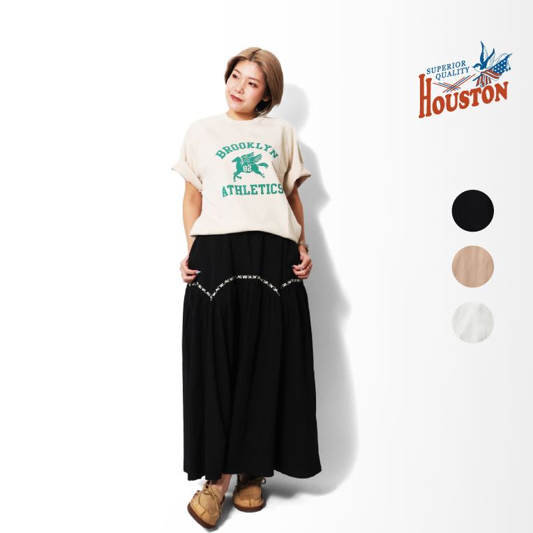 HOUSTON woman / ヒューストン ウーマン 1041W EMBROIDERY WESTERN GATHERED SKIRT / 刺繍ウェスタンギャザースカート -全3色- 