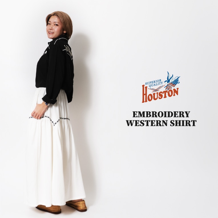 HOUSTON woman / ヒューストン ウーマン 4057W EMBROIDERY WESTERN SHIRT / 刺繍ウェスタンシャツ -全3色- 
