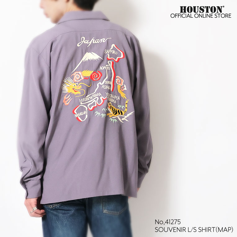HOUSTON  / ヒューストン 41275 SOUVENIR L/S SHIRT(MAP) / スーベニア長袖シャツ -全3色- 