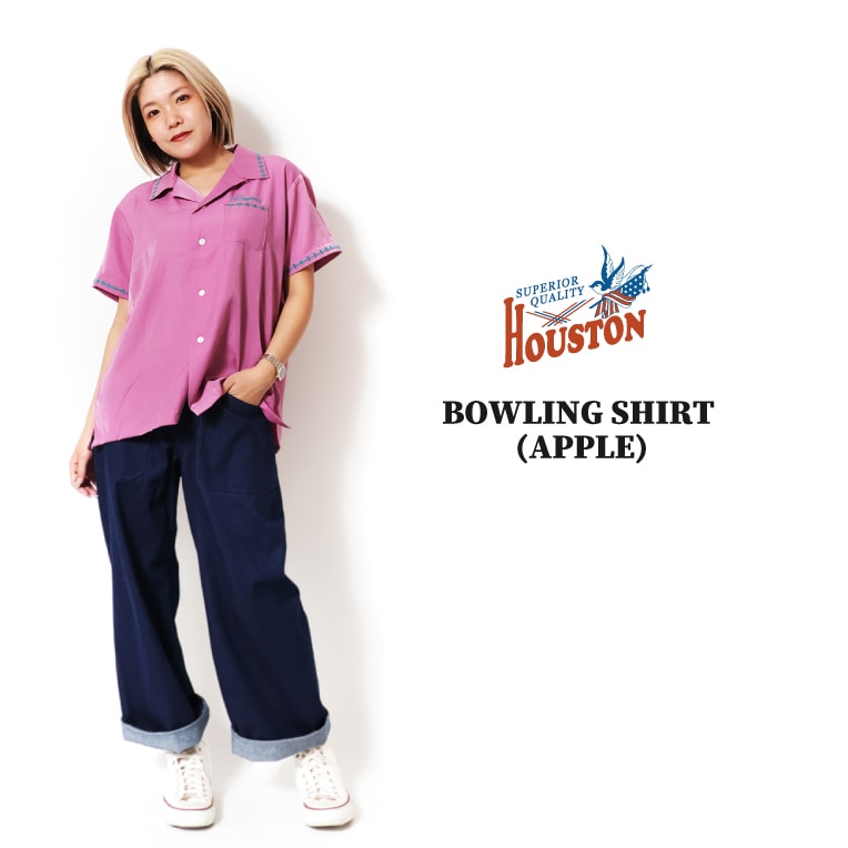 HOUSTON woman / ヒューストン ウーマン 4046W BOWLING SHIRT (APPLE) / ボウリングシャツ -全3色-