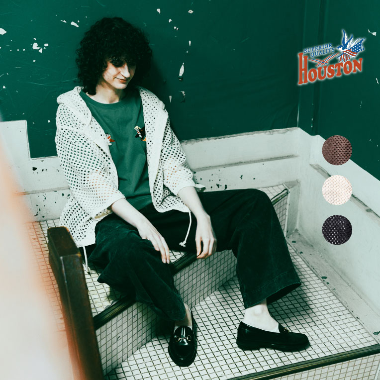 HOUSTON woman / ヒューストン ウーマン 2047W BIG MESH 3/4 SLEEVE MOSQUITO HOODIE / ビッグメッシュ七分袖モスキートフーディ -全3色- 