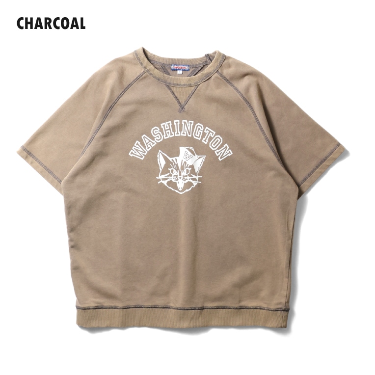 HOUSTON woman / ヒューストン ウーマン 2039W PIGMENT PRINT S/S SWEAT (WASHINGTON) / ピグメントプリントスウェット -全3色- 