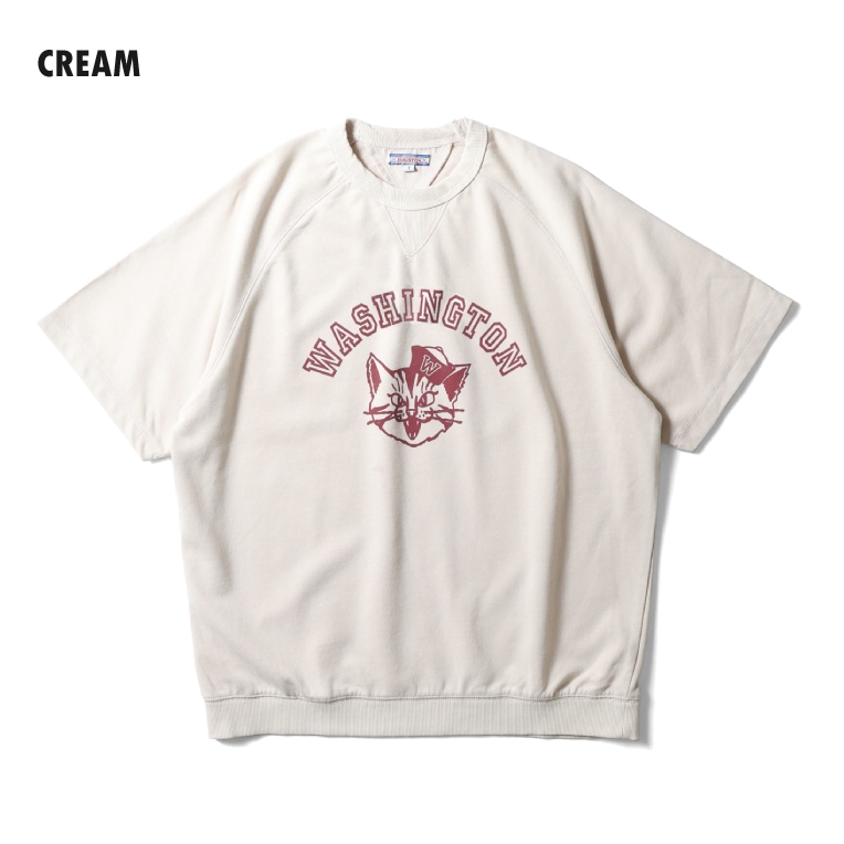 HOUSTON woman / ヒューストン ウーマン 2039W PIGMENT PRINT S/S SWEAT (WASHINGTON) / ピグメントプリントスウェット -全3色- 