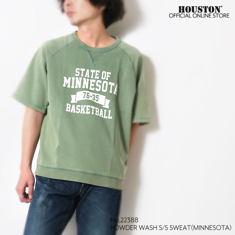 HOUSTON  / ヒューストン 22388 POWDER WASH S/S SWEAT(MINNESOTA) / パウダーウォッシュ半袖スウェット -全3色- 