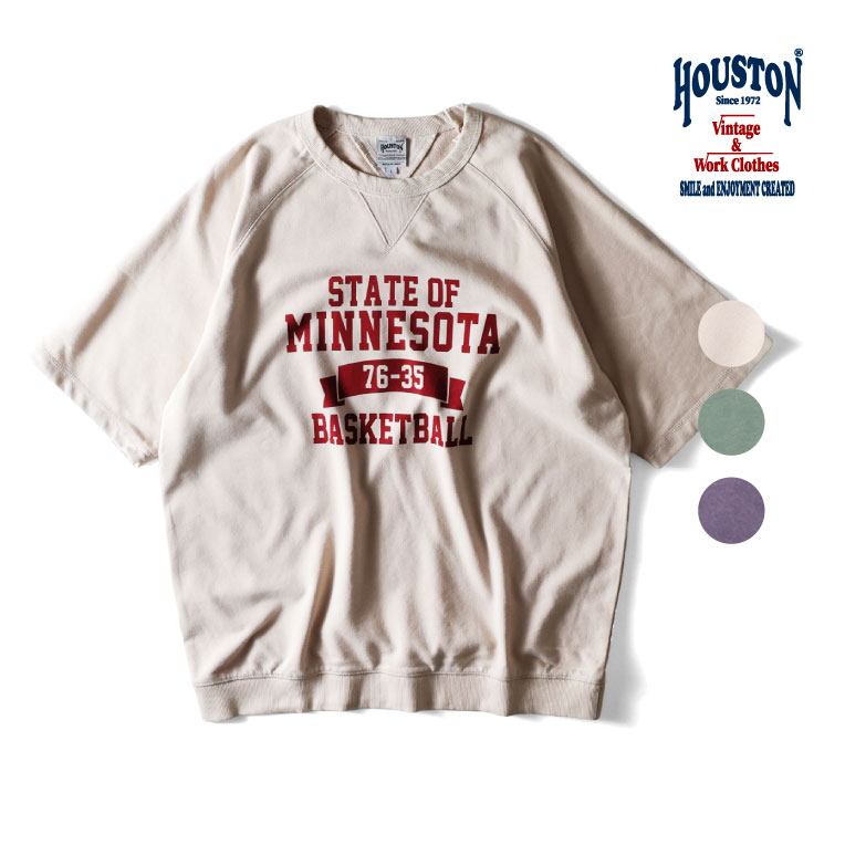 HOUSTON  / ヒューストン 22388 POWDER WASH S/S SWEAT(MINNESOTA) / パウダーウォッシュ半袖スウェット -全3色- 