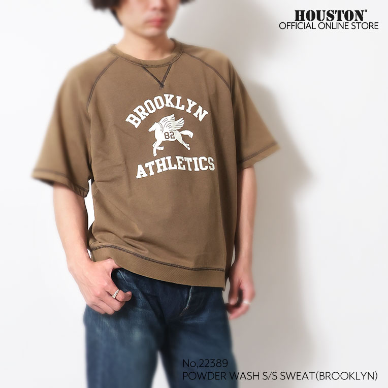 HOUSTON  / ヒューストン 22389 POWDER WASH S/S SWEAT(BROOKLYN) / パウダーウォッシュ半袖スウェット -全3色-