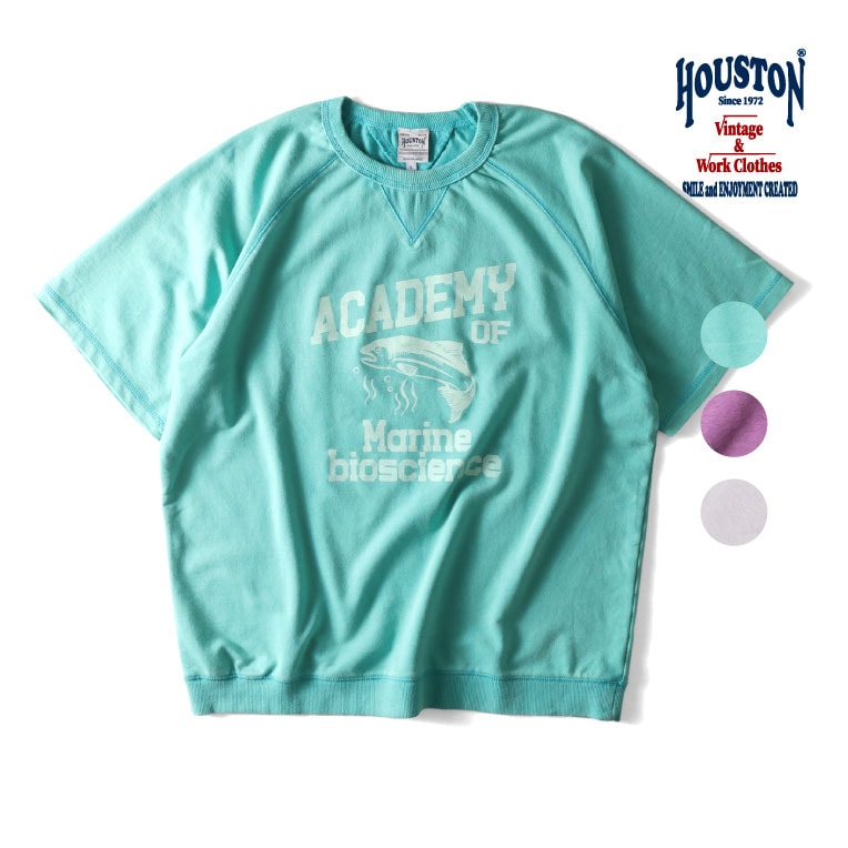 HOUSTON  / ヒューストン 22390 POWDER WASH S/S SWEAT(ACADEMY) / パウダーウォッシュ半袖スウェット -全3色- 