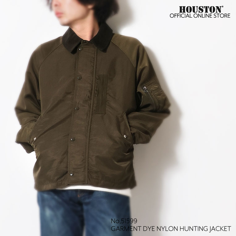 HOUSTON  / ヒューストン 51599 GARMENT DYE NYLON HUNTING JACKET / ガーメントダイナイロンハンティングジャケット -全3色- 