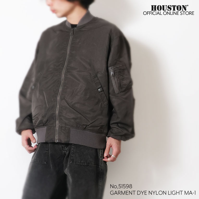 HOUSTON  / ヒューストン 51598 GARMENT DYE NYLON LIGHT MA-1 / ガーメントダイナイロンライトMA-1 -全3色- 