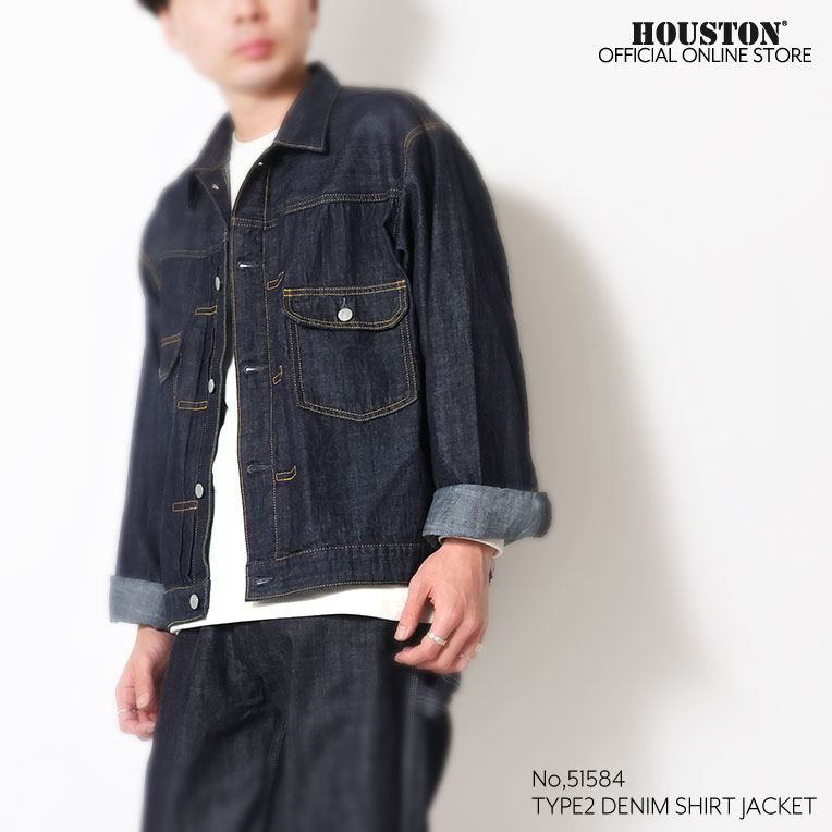 HOUSTON  / ヒューストン 51584 U.S. COTTON TYPE2 DENIM SHIRT JACKET / USコットンタイプ2デニムシャツジャケット -全3色- 