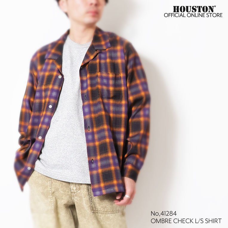 HOUSTON  / ヒューストン 41284 OMBRE CHECK L/S SHIRT / オンブレーチェック長袖シャツ -全7色- 