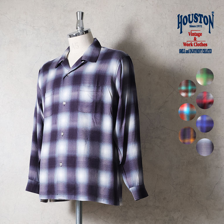 HOUSTON / ヒューストン 41284 OMBRE CHECK L/S SHIRT / オンブレーチェック長袖シャツ -全7色-