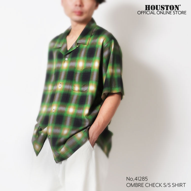 HOUSTON  / ヒューストン 41285 OMBRE CHECK S/S SHIRT / オンブレーチェック半袖シャツ -全7色- 