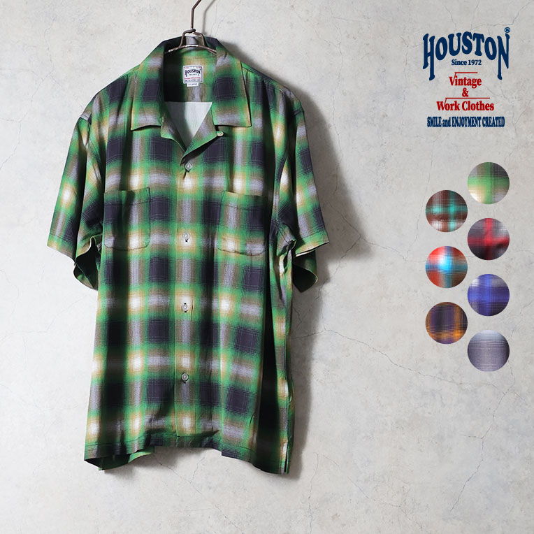 HOUSTON / ヒューストン 41285 OMBRE CHECK S/S SHIRT / オンブレーチェック半袖シャツ -全7色-