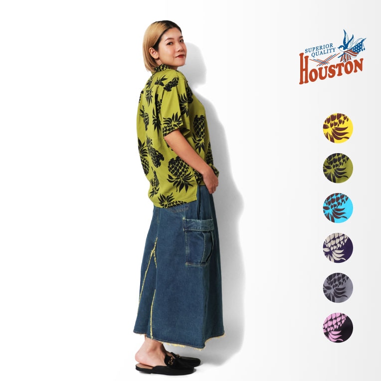 HOUSTON woman / ヒューストン ウーマン 4055W ALOHA SHIRT (PINEAPPLE) / アロハシャツ -全6色-