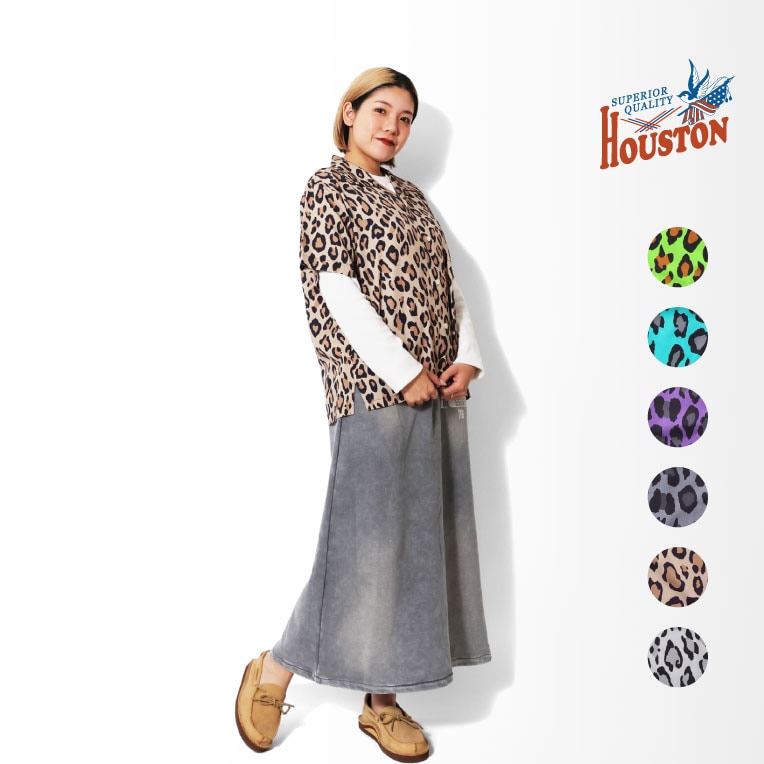 HOUSTON woman / ヒューストン ウーマン 4056W ALOHA SHIRT (LEOPARD) / アロハシャツ -全6色-