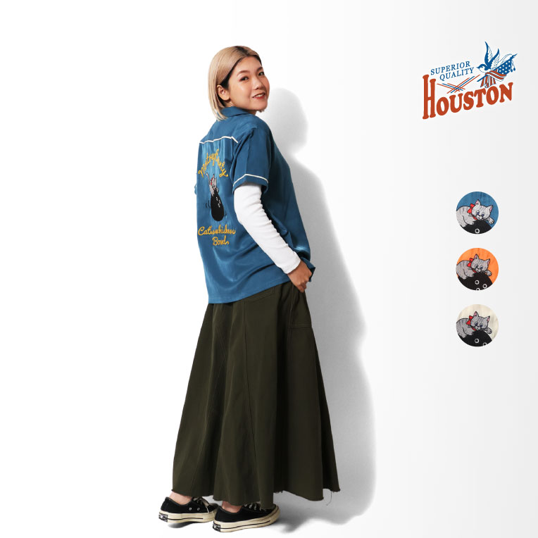 HOUSTON woman / ヒューストン ウーマン 4045W BOWLING SHIRT (CAT) / ボウリングシャツ -全3色- 