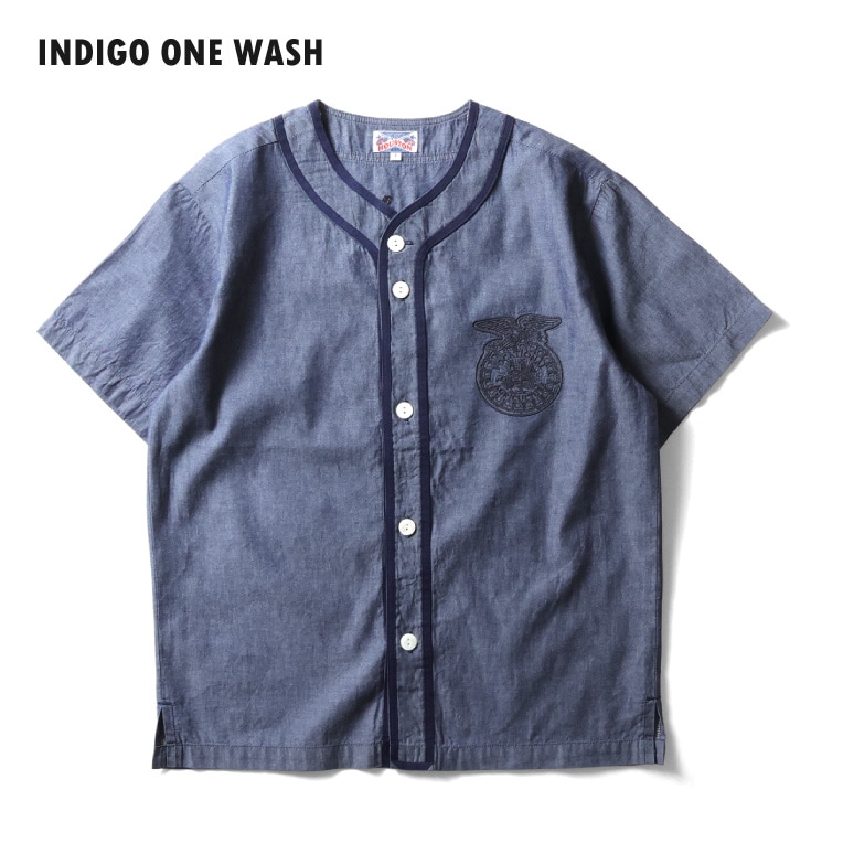 HOUSTON woman / ヒューストン ウーマン 4071W CHAMBRAY BASEBALL SHIRT (FFA) / シャンブレーベースボールシャツ -全2色- 