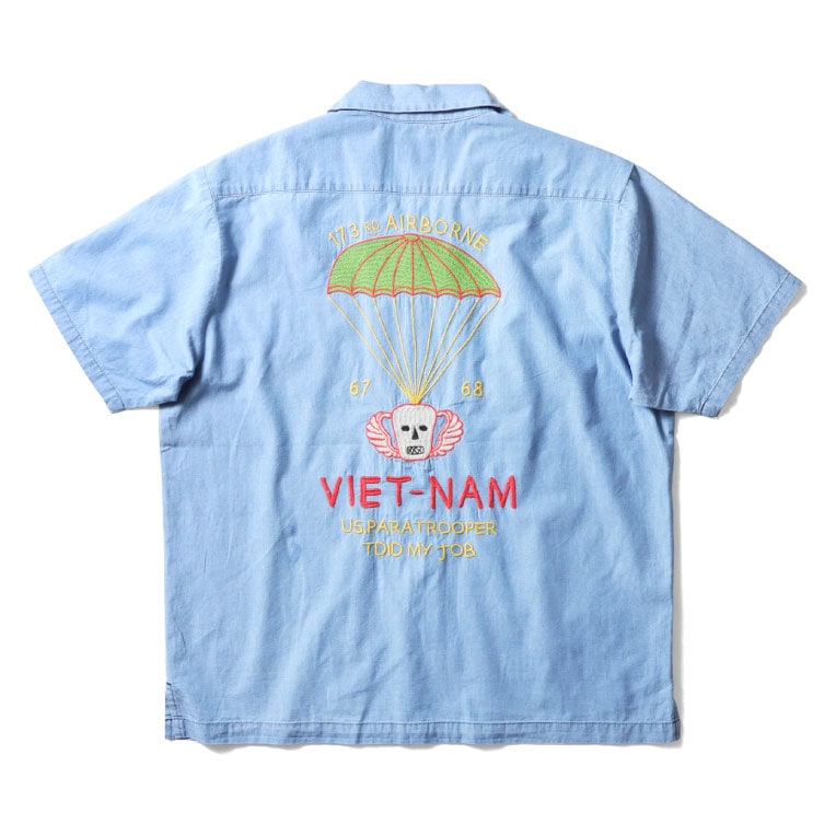 HOUSTON / ヒューストン 41327 CHAMBRAY SOUVENIR SHIRT(VIETNAM) / シャンブレースーベニアシャツ -全2色- 