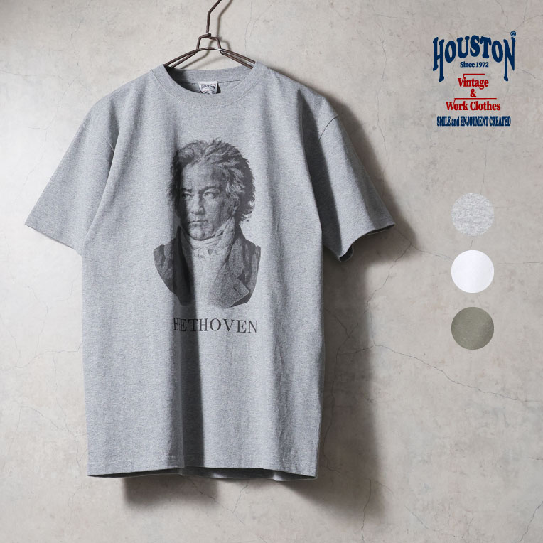 HOUSTON  / ヒューストン 22417 HIGH MESH PRINT TEE(BEETHOVEN) / ハイメッシュプリント半袖Tシャツ -全3色- 
