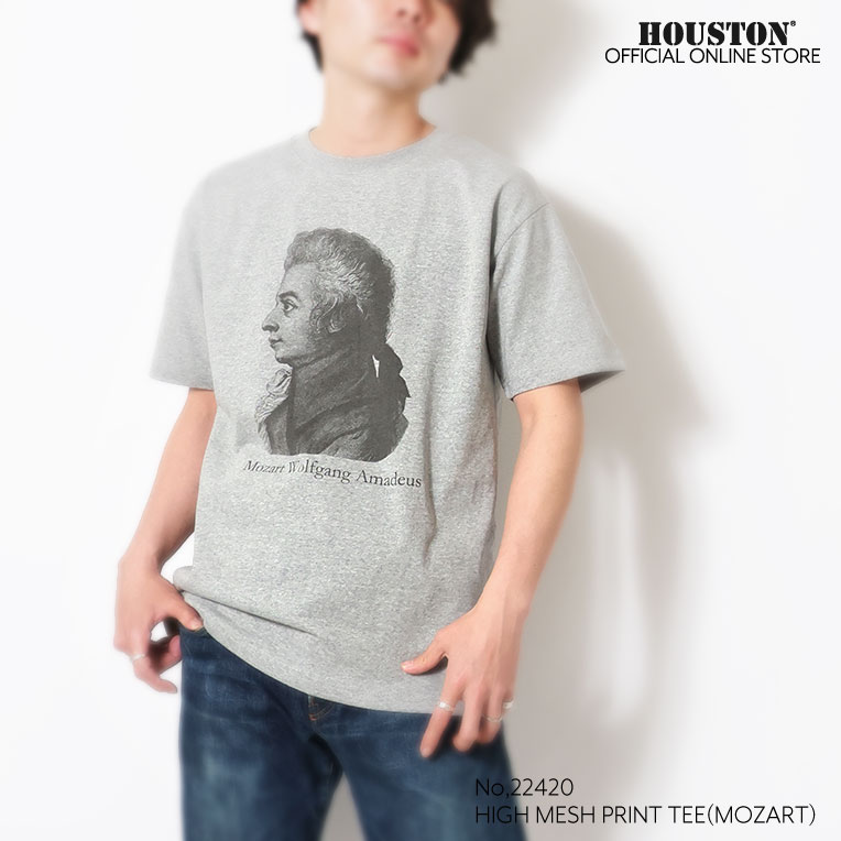 HOUSTON  / ヒューストン 22420 HIGH MESH PRINT TEE(MOZART) / ハイメッシュプリント半袖Tシャツ -全3色- 