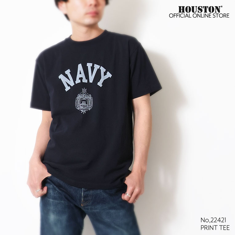 HOUSTON  / ヒューストン 22421 ×U.S. NAVY PRINT TEE / プリント半袖Tシャツ -全3色- 