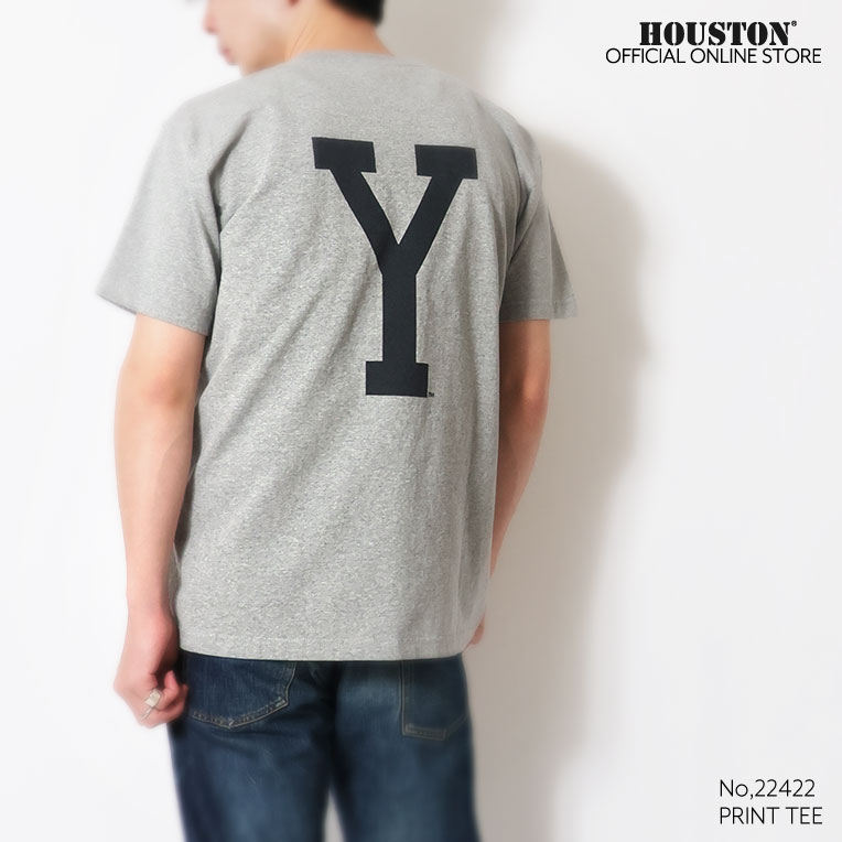 HOUSTON  / ヒューストン 22422 ×YALE PRINT TEE / プリント半袖Tシャツ -全3色- 
