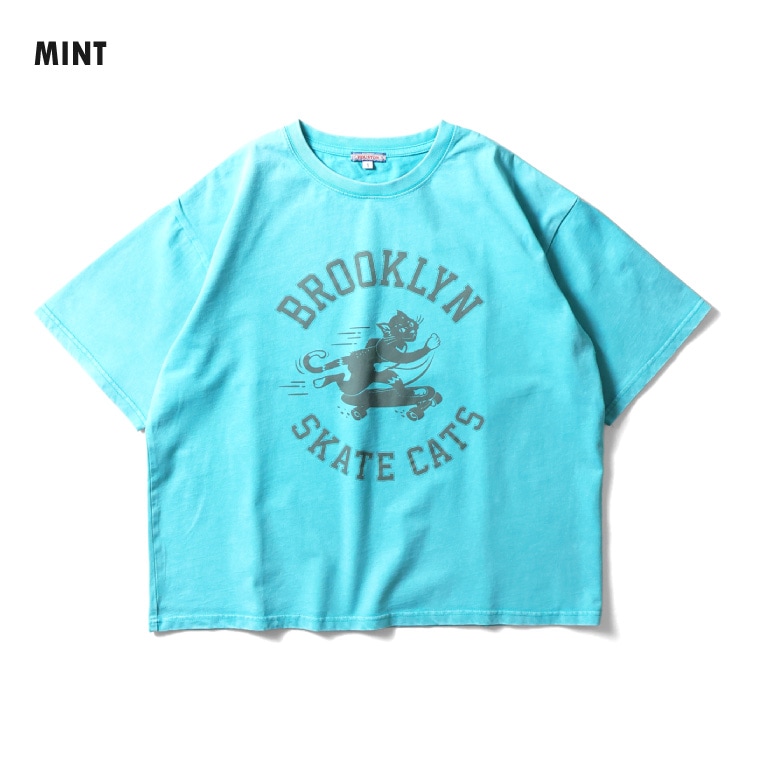 HOUSTON woman / ヒューストン ウーマン 2044W ACID WASH PRINT TEE (SKATE CAT) / アシッドウォッシュ加工プリントTEE -全4色-