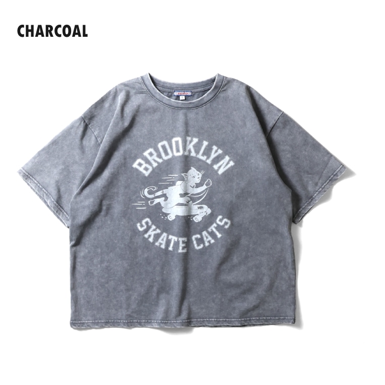 HOUSTON woman / ヒューストン ウーマン 2044W ACID WASH PRINT TEE (SKATE CAT) / アシッドウォッシュ加工プリントTEE -全4色-