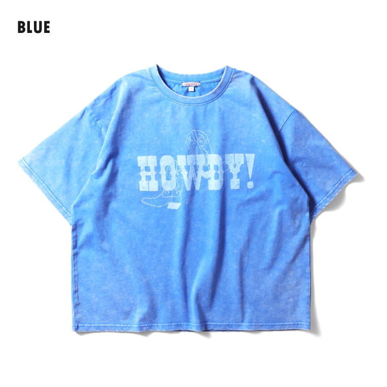 HOUSTON woman / ヒューストン ウーマン 2045W ACID WASH PRINT TEE (HOWDY) / アシッドウォッシュ加工プリントTEE -全4色- 