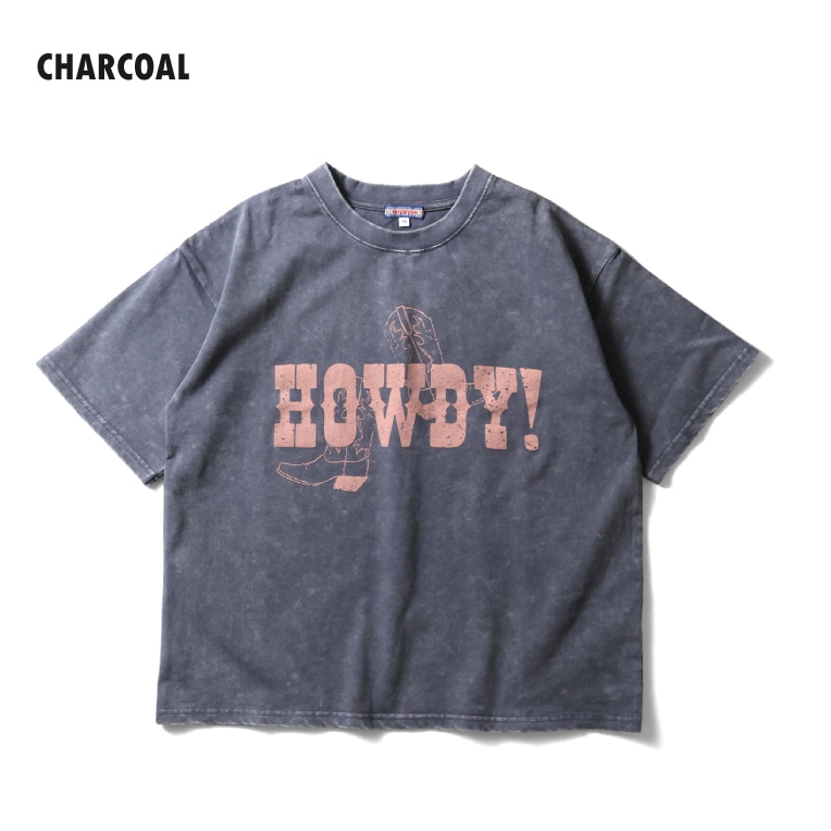 HOUSTON woman / ヒューストン ウーマン 2045W ACID WASH PRINT TEE (HOWDY) / アシッドウォッシュ加工プリントTEE -全4色- 