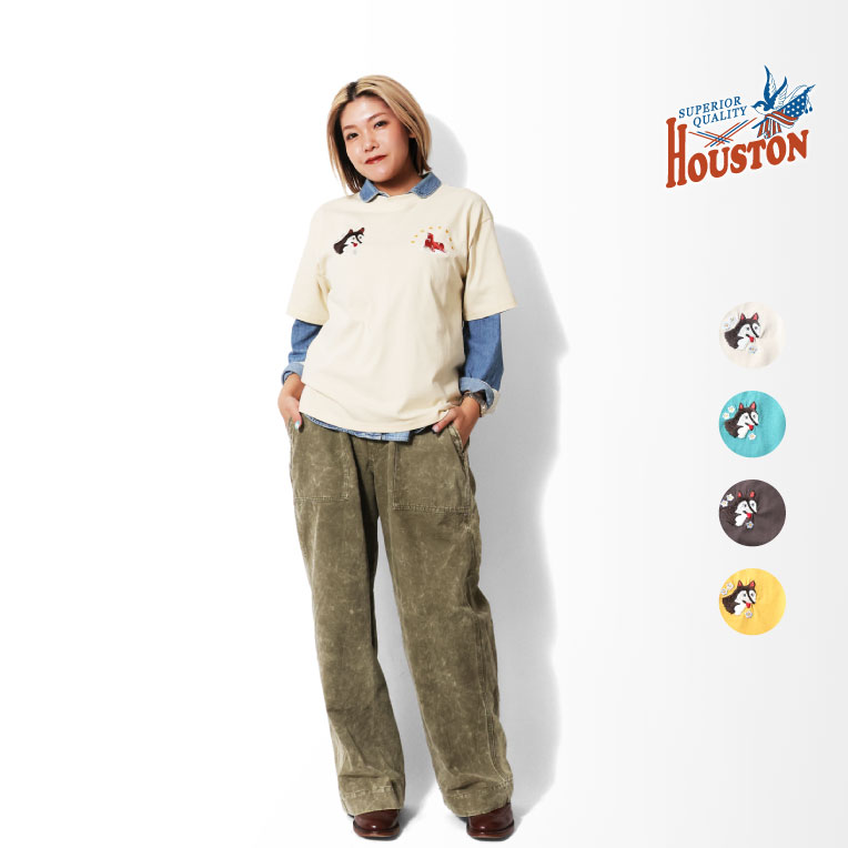 HOUSTON woman / ヒューストン ウーマン 2049W EMBROIDERY TEE (ALASKA) / 刺繍半袖TEE -全4色-