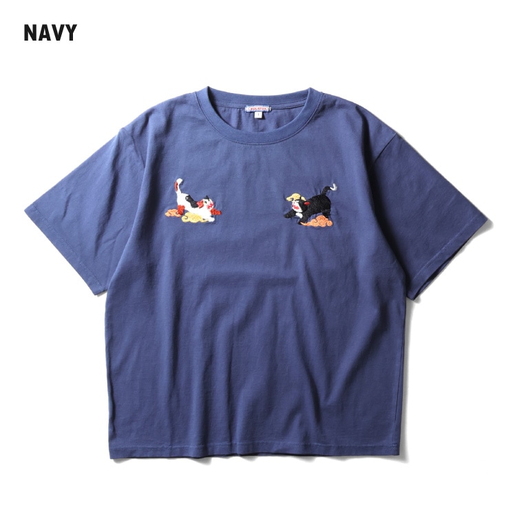 HOUSTON woman / ヒューストン ウーマン 2050W EMBROIDERY TEE (CAT) / 刺繍半袖TEE -全4色- 