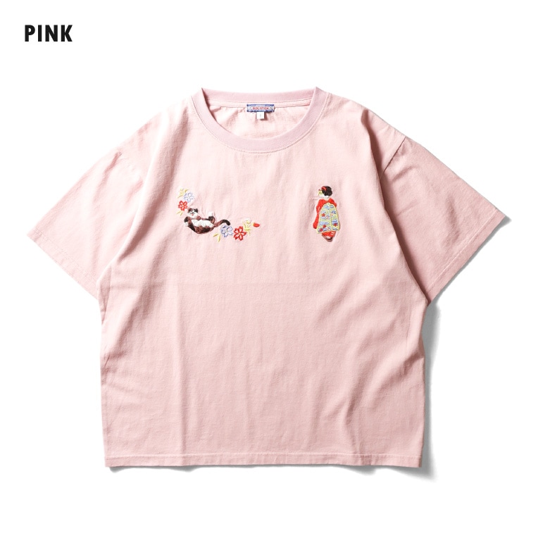 HOUSTON woman / ヒューストン ウーマン 2051W EMBROIDERY TEE (MAIKO) / 刺繍半袖TEE -全4色- 