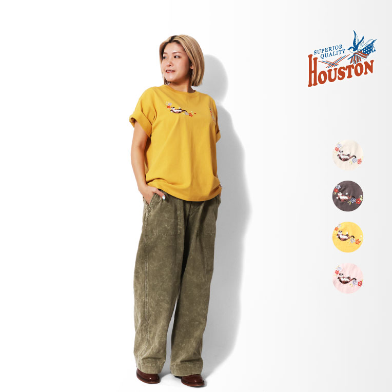 HOUSTON woman / ヒューストン ウーマン 2051W EMBROIDERY TEE (MAIKO) / 刺繍半袖TEE -全4色- 