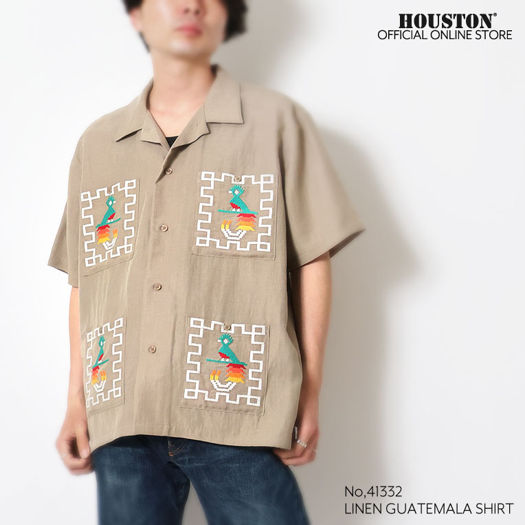 HOUSTON / ヒューストン 41332 LINEN GUATEMALA SHIRT / リネングアテマラシャツ -全3色- 