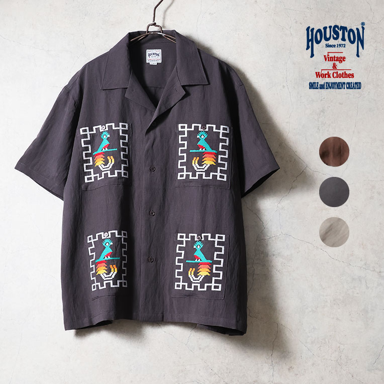 HOUSTON / ヒューストン 41332 LINEN GUATEMALA SHIRT / リネングアテマラシャツ -全3色- 