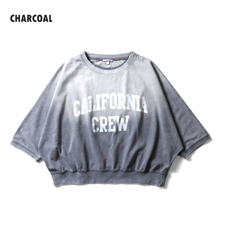 HOUSTON woman / ヒューストン ウーマン 2042W FADE PULLOVER 3/4 SLEEVE / フェード加工7分袖ドルマンプルオーバー -全4色- 