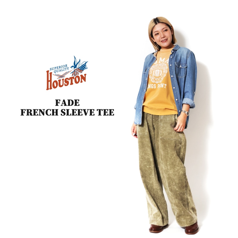 HOUSTON woman / ヒューストン ウーマン 2043W FADE FRENCH SLEEVE TEE / フェード加工フレンチスリーブTEE -全4色-