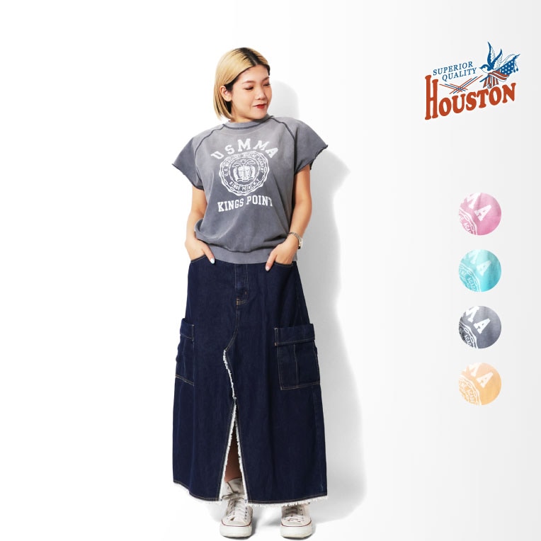 HOUSTON woman / ヒューストン ウーマン 2043W FADE FRENCH SLEEVE TEE / フェード加工フレンチスリーブTEE -全4色-