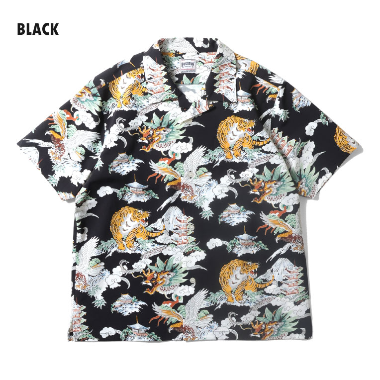 HOUSTON / ヒューストン 41313 VENT NYLON RIP OPEN COLLAR SHIRT(三つ巴) / ヴェントナイロンリップオープンカラーシャツ -全3色- 