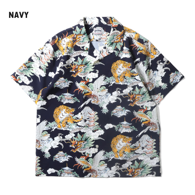 HOUSTON / ヒューストン 41313 VENT NYLON RIP OPEN COLLAR SHIRT(三つ巴) / ヴェントナイロンリップオープンカラーシャツ -全3色- 